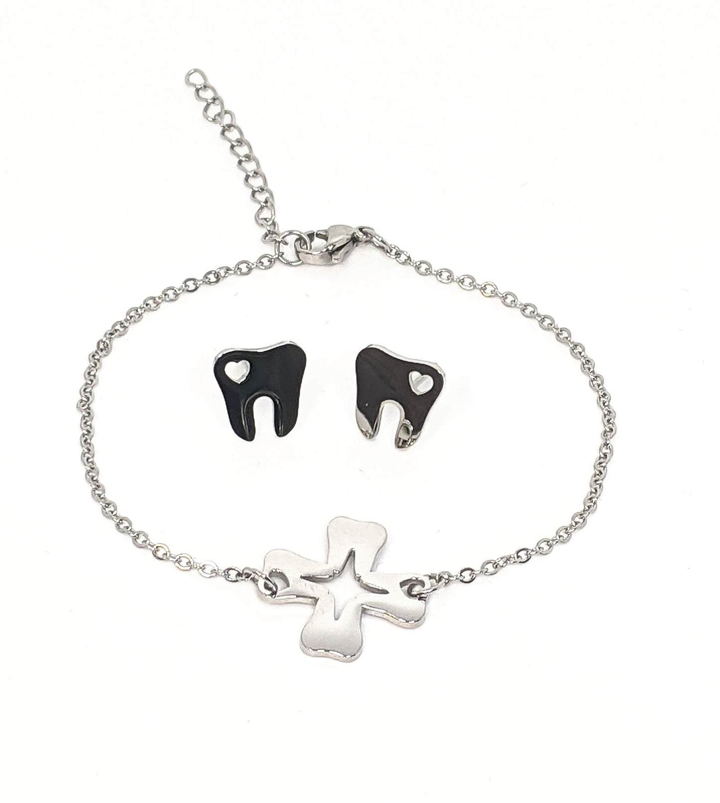 Ships Fast! 18K Gold-Plated Dental Earrings & Bracelet Set – The Perfect Gift for Dental Professionals