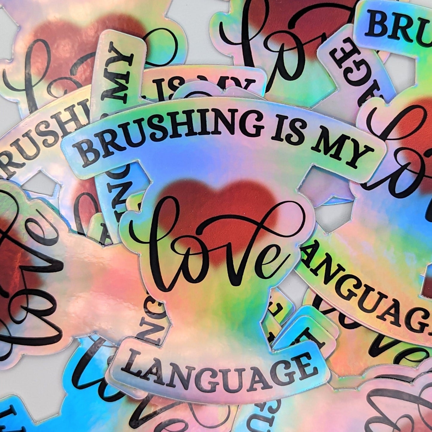 Dental Love Language Holographic Sticker, Holographic Dental Sticker, Dental Gifts for Dental Assistant, Dental Hygiene, Dentist, Tumbler Sticker