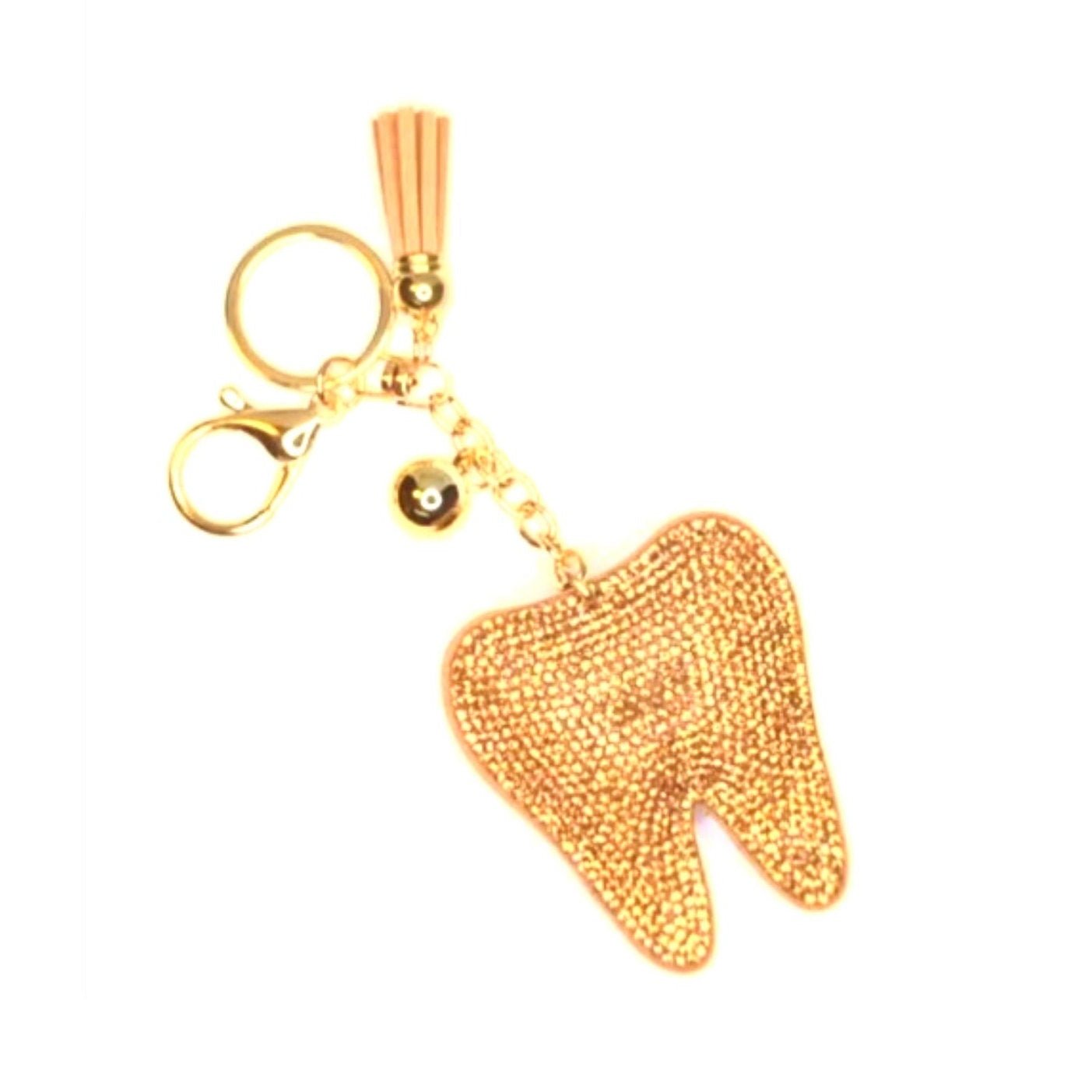 Golden Tooth Keychain | Dental Charms for Vehicles, Handbags, Backpacks, Luggage I Perfect Gift for RDH, RDA, Dental Hygienists