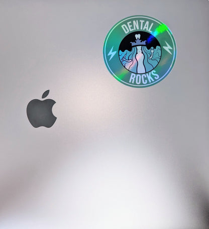 Dental Rocker Woman Holographic Sticker | Dental Rocks Sticker, Dental Hygienists Stickers, Dental Assistant Sticker, Tumble Sticker, Laptop Sticker