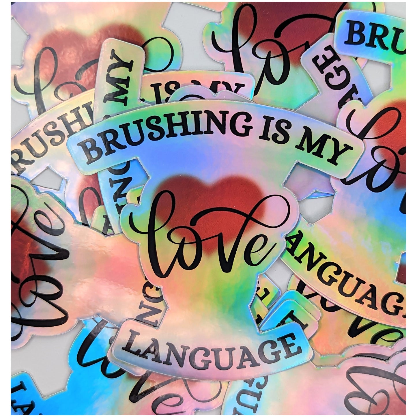 Dental Love Language Holographic Sticker | Holographic Dental Sticker, Dental Gifts, Dental Assistant, Dental Hygiene, Dentist, Tumbler Sticker, LaptopSticker