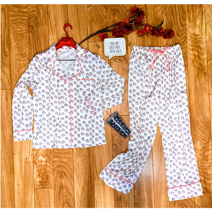 Set of 2 dental pajamas | Hygiene Sleepwear, Tooth Silky Pajama Set, Dental Hygienist gift, Dental Assistant Gift, Dental Christmas Gift, DDS