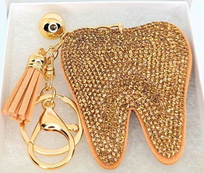 GOLDEN TOOTH KEYCHAIN | Dental Charms for vehicles, Dental Gifts for rdh, rda, Handbag Charm, Backpack Charm, Luggage Charm,Dental Hygienist